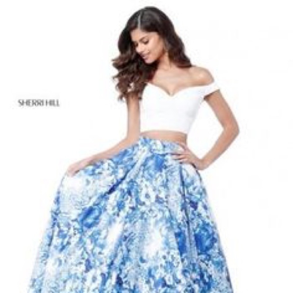 Sherri Hill formal White Off The Shoulder Crop Top